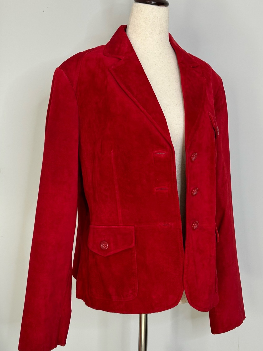 Preston & York Vintage Cherry Red Suede Leather Blazer size Large - Picture 2 of 9